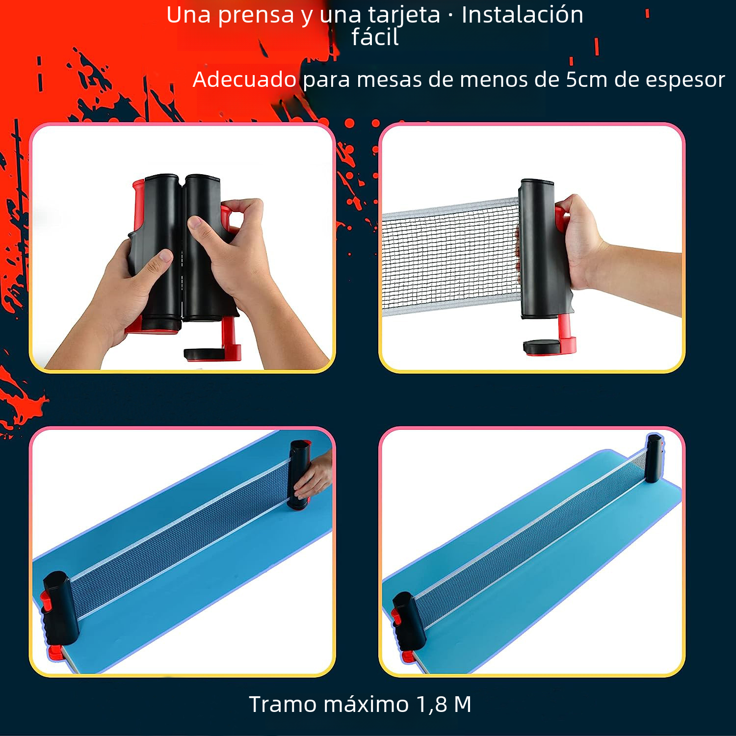 Table Tennis Racket Set with Balls and Adjustable Net